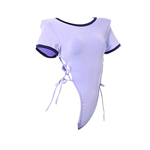 YOMORIO Womens Cute Japanese Schoolgirl Uniform Lolita Anime Cosplay Lingerie Tie-Side Jumpsuit Babydoll - Purple