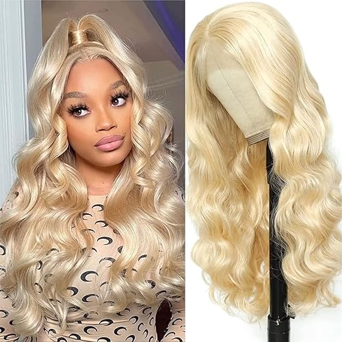 18 Pouce Blond13x4HD Lace Front Wig Human Hair Perruque Cheveux Humain Blonde Human Hair Wig Transparent Lace Front Wig 613 Color Body Wave Wig 13x4 Lace Frontal Wigs Pre Plucked - 18 Inch (50 cm) - Blonde