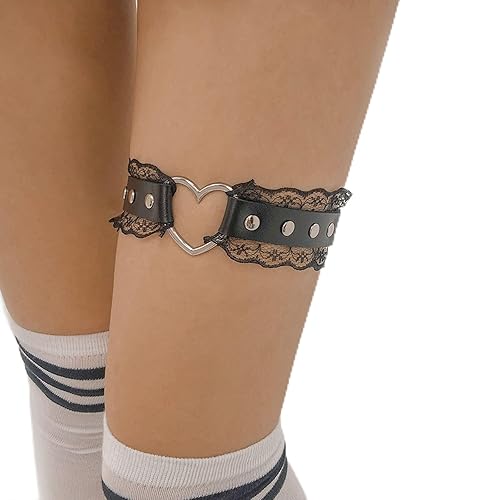 Wendalern Punk Cuir Cuisse Chaîne Noir Jarretière Jambe Chaîne Harnais Gothique Amour Corps Chaîne Élastique Cuisse Chaîne Festival Été Plage Corps Chaîne Bijoux pour Femmes et Filles - style-1