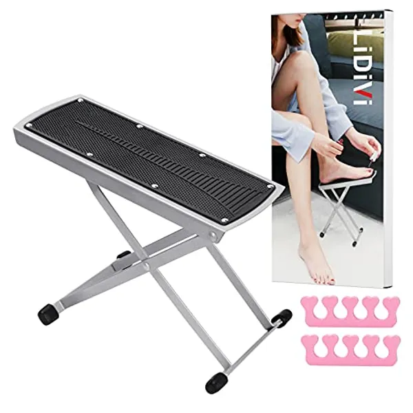 LiDiVi Pedicure Foot Rest, Adjustable Pedicure Stool Easy at Home, No More Bending or Stretching Pedicure Stand Tool, Non-Slip Sturdy with Toe Separator, Beauty Pedicure Kit (Black)