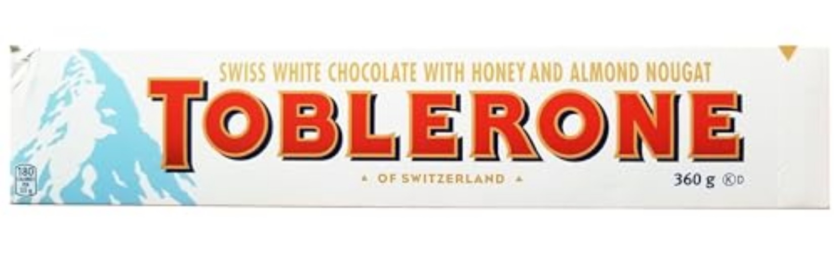 TOBLERONE, White Chocolate Bar with Honey and Almond Nougat, Holiday Gifts, Holiday Chocolate, 360 g - White Chocolate
