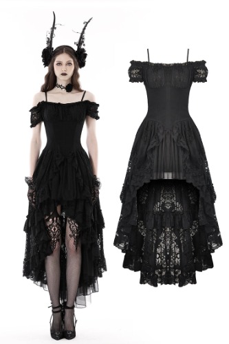 Gothic elegant lady lace dovetail dress DW798 | S