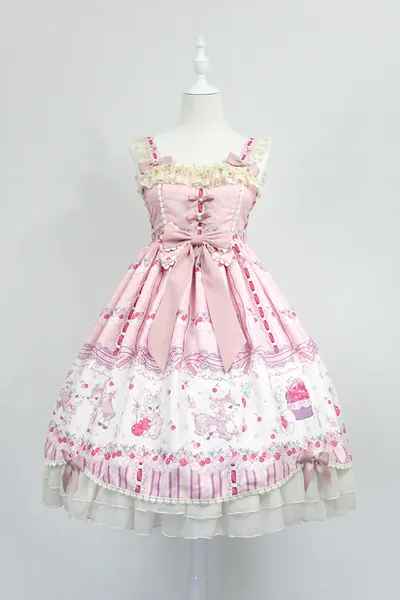 Sweet Cherry Deer High-waisted Jumperskirt