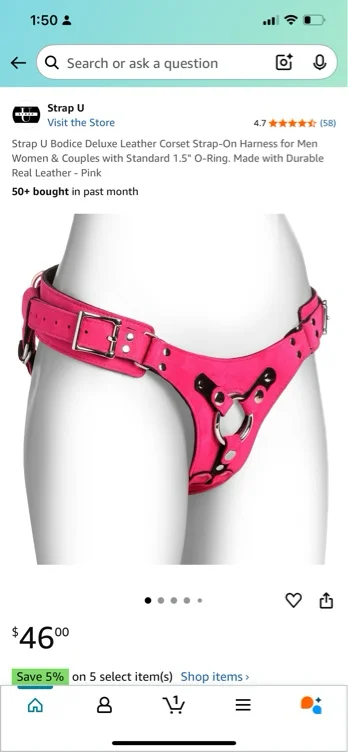 Pink strap harness 