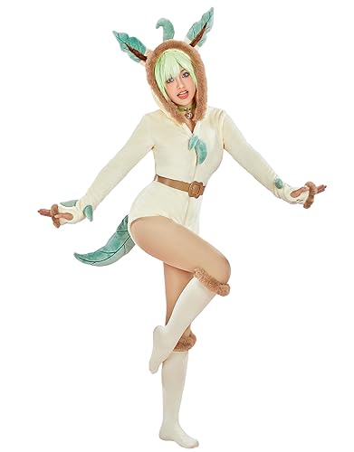 Mobbunny Cute Cartoon Style Romper Yellow Fuzzy Onesie Pajama Loungewear Fluffy Hooded Homewear Short Jumpsuit with Stockings - Medium - Yellow