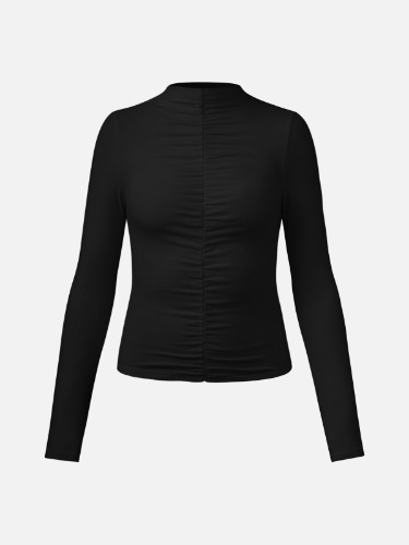 Eco-Mousse® Cropped Ruched Roll-Neck Top - Black / L