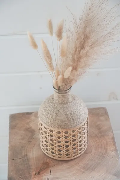 Jute Rope + Cane Wicker Vase by Anaya