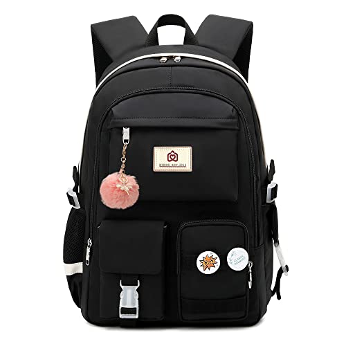 Hidds Laptop Backpacks 15.6 Inch School Bag College Backpack Anti Theft Travel Daypack Large Bookbags for Teens Girls Women Students (Black) - Black