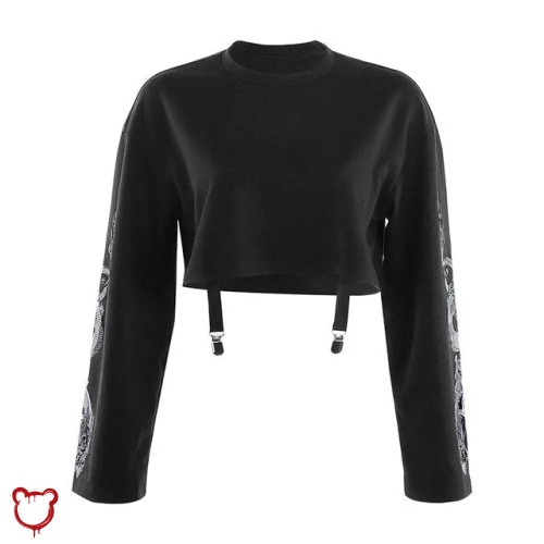 Black Grunge Dragon Sweatshirt - Black / S
