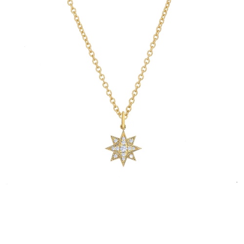 Diamond Starburst Necklace - 14K Yellow Gold
