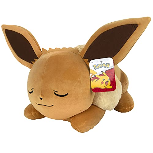 Pokemon 18” Plush Sleeping Eevee- Cuddly - Must Have for Pokémon Fans- for Traveling, Car Rides, Nap Time, and Play Time - Eevee