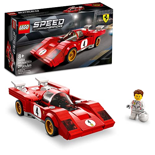 LEGO Speed Champions 1970 Ferrari 512 M 76906 Sports Red Race Car Toy, Collectible Model Building Set with Racing Driver Minifigure