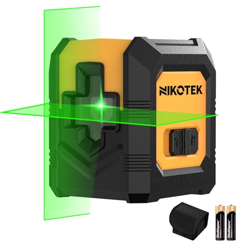 Nikotek Green Laser Level Self-Leveling Bright Green Beam Horizontal and Vertical Cross Line Laser for Home Decoration DIY etc.Carrying Pouch Battery Included - Nk-01g