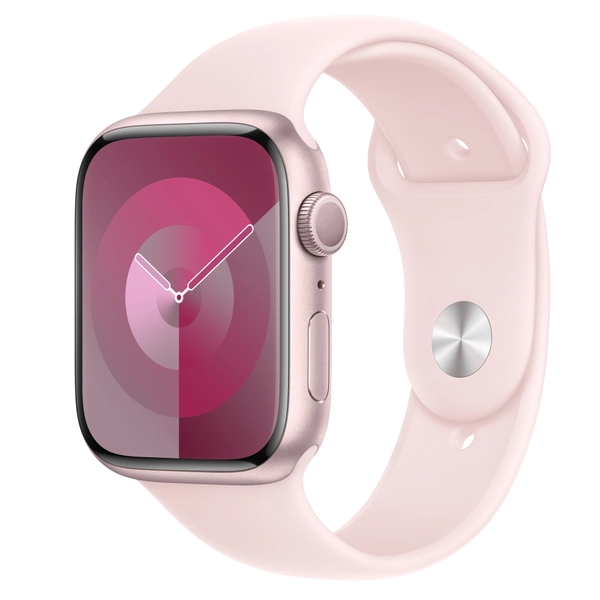 Apple Watch Series 9 GPS 45mm Pink Aluminium Case with Light Pink Sport Band - S/M
