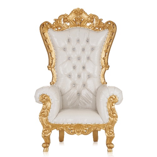 "Queen Venus" Throne Chair - White Croc Print / Gold