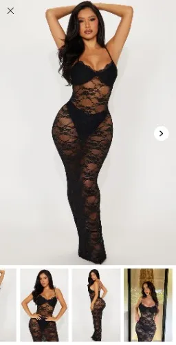 Denise Lace Maxi Dress - Black | M