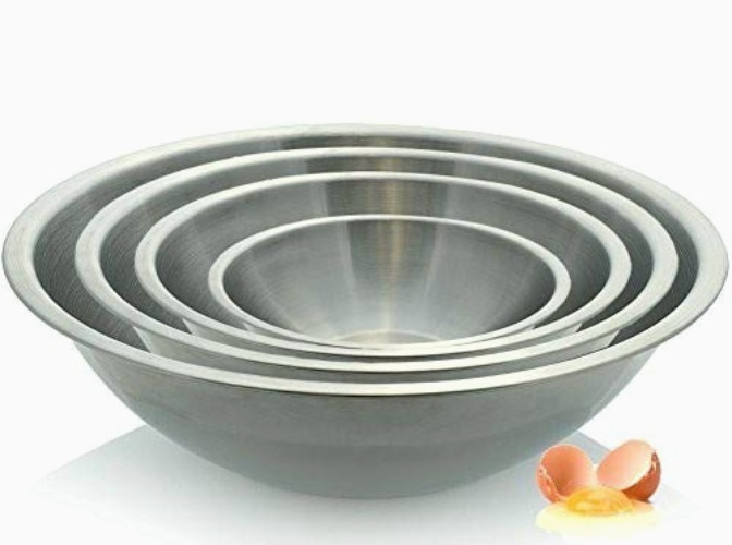 Tiger Chef Large Stainless Steel Standard Weight Mixing Bowls Set, Mirror Finish - Set Includes 13, 16, 20, and 30 Quart. - Set of 4 Large