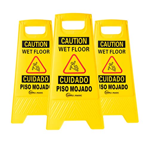 Simpli-Magic 79192 Wet Floor Caution Signs, Basic, Yellow, 3 Pack - Yellow Signs