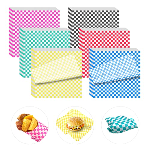 240 Sheets Variety Pack Checkered Dry Waxed Deli Paper Sheets 12x12 inch Paper Sandwich Paper Liners, Food Basket Liners Wax Paper Deli Wrap Wax Paper Sheets for Wrapping Bread and Sandwiches - 240pcs