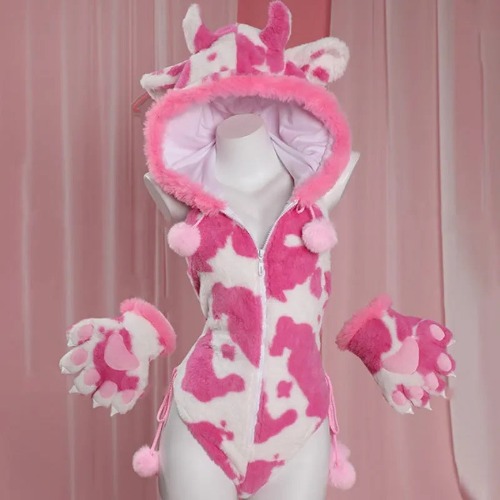 Strawberry Cow Fuzzy Cosplay Set - XL