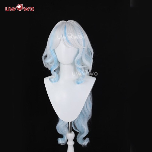 【Pre-sale】Uwowo Genshin Impact Fanart Furina Chinese Style Lolita Dress Cosplay Wig Long Gradient Blue Hair - Short Hair+Long Hair Piece