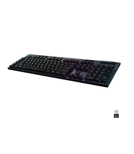 Logitech G915 LIGHTSPEED kabellose mechanische Gaming-Tastatur, Taktiler GL-Tasten-Switch mit flachem Profil, US QWERTY Layout - Carbon