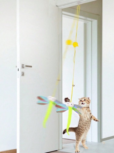 1 pieza Juguete para gato colgante con diseño de libélula para gato para