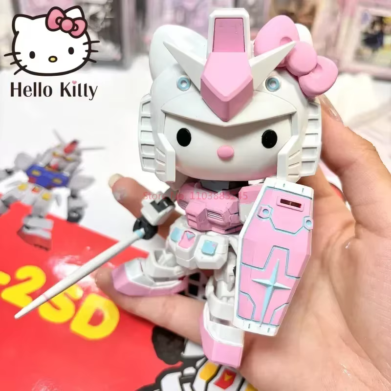Gundam-modelo de ensamblaje de Hello Kitty Rx-78-2sd, figuras de Anime, estatua, decoración de colección, juguetes para niños, regalos - AliExpress 26
