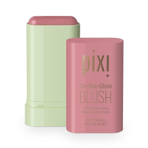 Pixi On-the-Glow Blush, Hydrating Tinted Moisture Blush Stick with Ginseng, Aloe Vera & Fruit Extracts, For Cheeks & Lips, 19g / 0.6oz, Paraben-Free (Fleur)