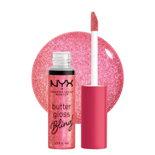 NYX PROFESSIONAL MAKEUP Butter Gloss Bling Lip Gloss, Non Sticky and Shiny Vegan Lip Makeup - She Got Money - She Got Money (Shimmer) - 0.27 Fl Oz (Pack of 1)