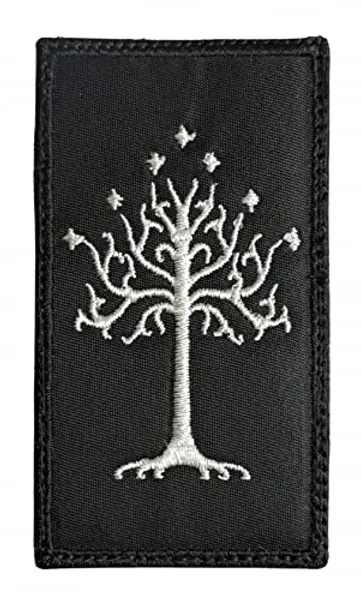 Aufnäher/Aufnäher, Motiv: Baum des Gondor, Herr der Ringe, bestickt, mit Hakenrückseite