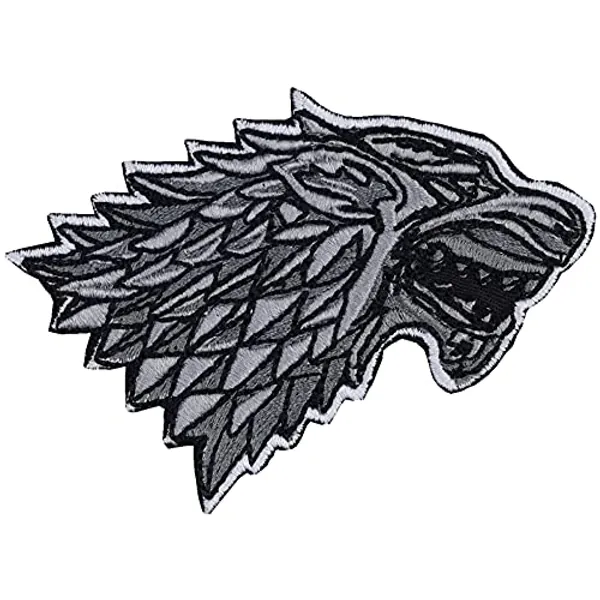 Wolf Serien Aufnäher Woolf Aufbügler/Patch zum annähen/aufbügeln GOT Bügelbilder House of Stark Geschenk G.O.T.-Fans Applikation für alle Stoffe | 90x65mm
