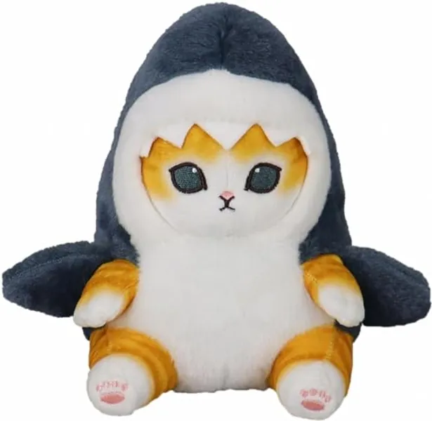 Shark Cat Plush Toy, Cute Fried Shrimp Shark Stuffed Animals Doll, Kawaii Shark Cat Plush Pillow Toy Birthday for Kids Boys Girls (8inch,Blue)