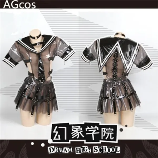 92.92US $ 35% OFF|AGCOS Dark Dream High School Cosplay Costume Transparent JK Patent Leather Sexy Dress Woman Sexy Cosplay Original Version Skirt|Game Costumes|   - AliExpress