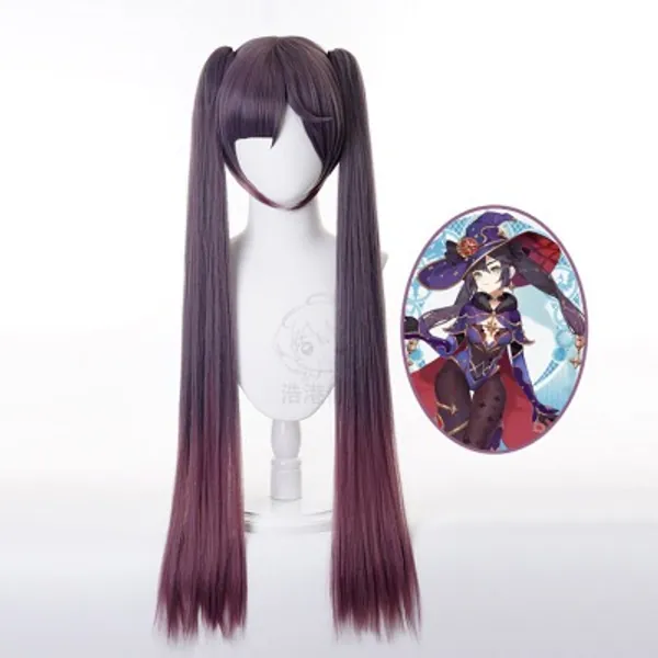 21.0US $ 50% OFF|Genshin Impact Mona Cosplay Wig 85cm Long Ink Purple Heat Resistant Synthetic Hair Cosplay Wigs + Wig Cap|Anime Costumes|   - AliExpress