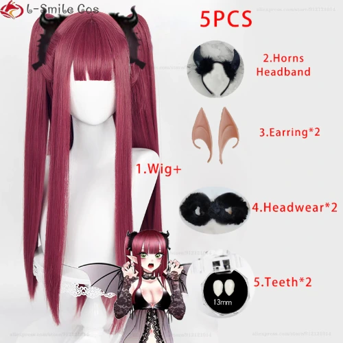 Marin Kitagawa Cosplay Wig Anime My Dress-Up Darling Rizu Kyun Cosplay Rose Red Kitagawa Marin Devil Party Wigs + Wig Cap