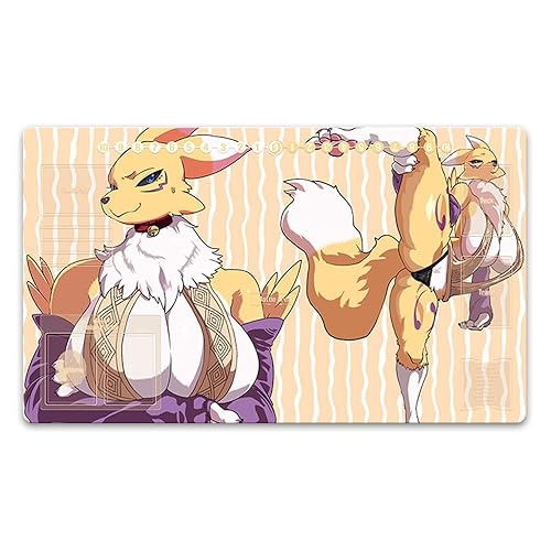 Vwcqtcg Renamon Trading Card Game CCG Custom Playmat TCG Mat Free Bag (DTCG1705) (A_Add Playzones + Bag) - A_Add Playzones + Bag