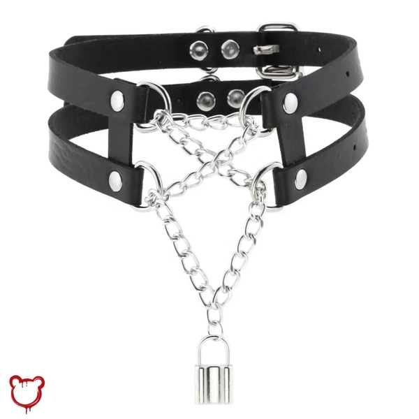 Leather Choker with Dual Lock