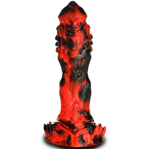 CREATURE COCKS Grim Reaper Silicone Dildo for Men, Women & Couples. Firm and Flexible, Strong Suction Base, Fantasy Dildo, Unique Texture. Premium Phthalate-Free & Body-Safe Silicone. 1 Piece, Red