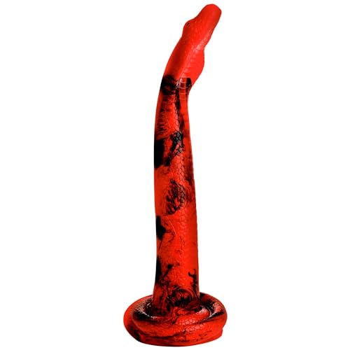 CREATURE COCKS King Cobra X-Large 18" Long Silicone Dildo for Men, Women & Couples. Firm and Flexible, Strong Suction Base, Fantasy Dildo. Premium Phthalate-Free Silicone. 1 Piece, Red.