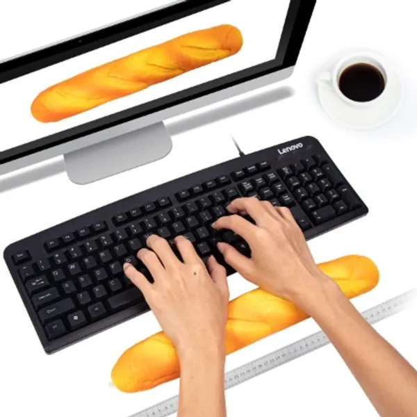 Soft Toast Bread Baguette Shape Anti-Skid Keyboard Wrist Rest Support for Office,Computer,Laptop& Mac,Slow Bounces Back Foam for Easy Typing & Pain Relief