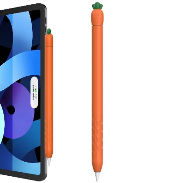 Delidigi Cute Case for Apple Pencil 2nd Generation, Soft Silicone Cover Sleeve Accessories Compatible with Apple Pencil 2nd Gen (Orange Carrot)