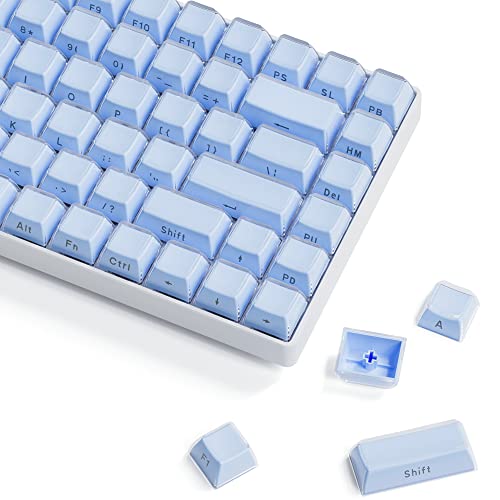 XVX Keycaps - Crystal Jelly Keycaps, Side Printed Keycaps, Custom Keyboard Keycaps 113 Keys, OEM Profile Cute Keycaps for 61/68/84/87/98/100 Cherry Gateron MX Mechanical, Blue - Blue