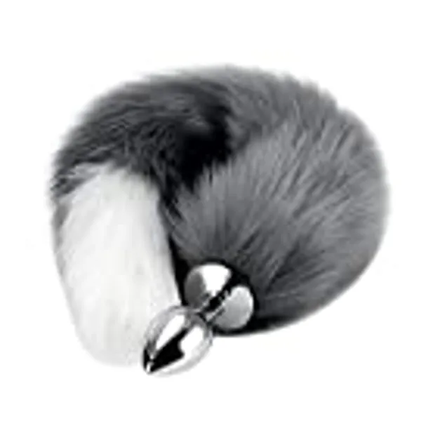 Anal Butt Plug Stainless Steel Anal Stopper Smooth Anus Toy with Faux Fox Tail