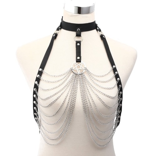 'Rude Awakening' Black Chain Body and Waist Harness (Sold Separately) - Top