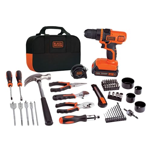 BLACK+DECKER 20V Max Drill & Home Tool Kit, 68 Piece (LDX120PK) - 20V Home Tool Kit