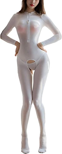 Xinxinyu Women's Sexy Dress Vertical Cut Out Cosplay Bodysuit Sheer Bodysuit Bodycon Romper