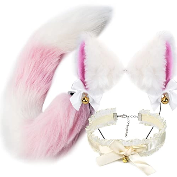 JIKUEA Costume Accessory Set for Women, Cosplay Party Costume, Handmade Plush Ear Set