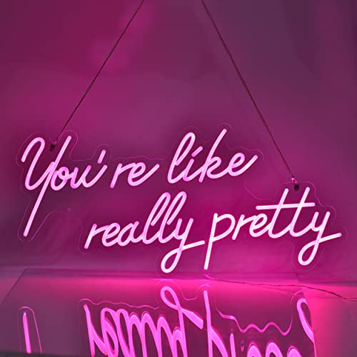 Large LED Neon Sign for Wall Decor,28 inches You are Like Really Pretty Pink Reusable Neon Light Signs for Bachelorette Party, Engagement Party,Wedding, Bar, Birthday Party,With Different Brightness Levels - Pink