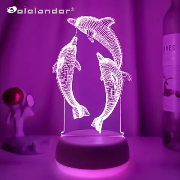 10.36US $ 21% de réduction|Lampe LED 3D en forme de dauphin avec télécommande et commande tactile, luminaire décoratif d'intérieur, idéal pour un bureau ou comme cadeau d'enfant | AliExpress